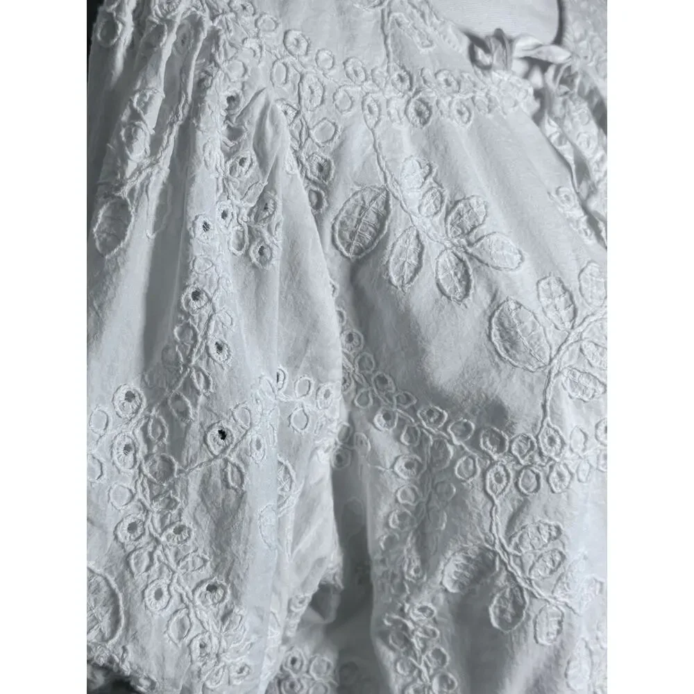 ASTR The Label White Tie Eyelet Blouse Size XL Fits Like Medium Cottagecore Boho